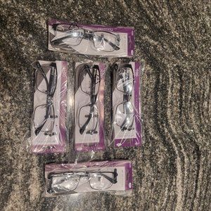 Reading Glasses - Pack of 5 w/Cases  +1.00 Ash ( Metal )  by M+ NEW!